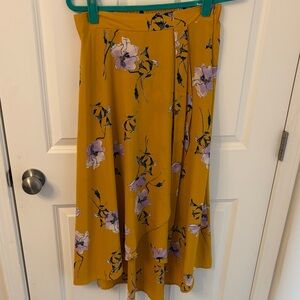 Floral Mustard Yellow Midi Skirt